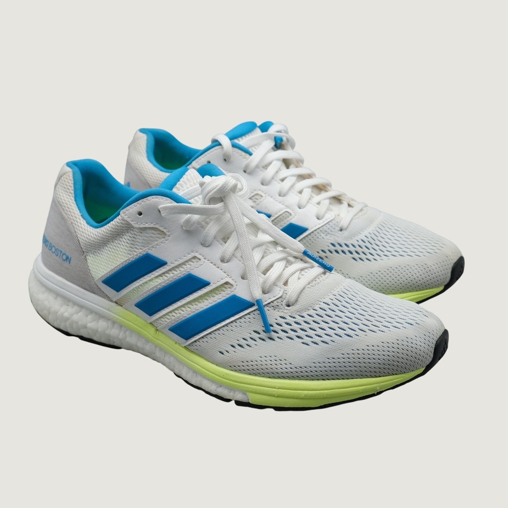 Adidas Adizero Boston Running Shoes Womens White Blue Athletic 9.5 BB6418